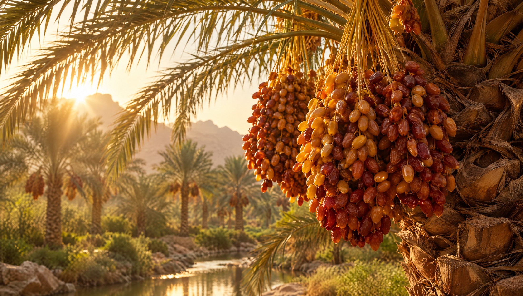 Palmeras datileras en un oasis de Arabia Saudí